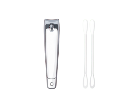 - Minimalist Vector Nail Clipper and Cotton Swab Isolated 