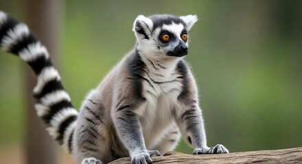 Fototapeta premium Ring tailed lemur sitting on a branch.