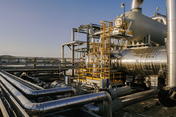 Interlacing of various pipes in an oil field.