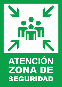 R&oacute;tulo zona de seguridad emergencia evacuaci&oacute;n