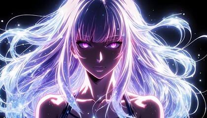 幻想的に輝く女性