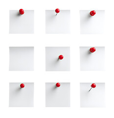 Nine square grids, each with a red pushpin