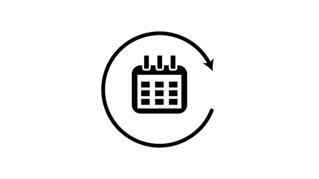 Minimal calendar icon animation on clean white background, modern flat design, business schedule reminder, date planner motion graphic.