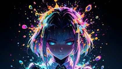 カラフルに輝く女性