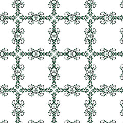 Green Floral Pattern Background. Intricate  Floral Tile Pattern. 