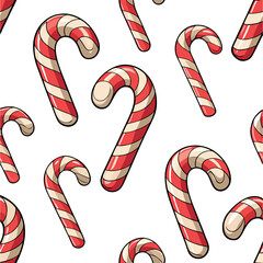 Christmas candy canes seamless pattern 