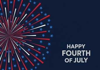 Explosive red white and blue fireworks display celebrating independence day