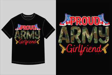 Proud Army Girlfriend T-Shirt, Military Girlfriend Apparel, Camo Boots & Guns Tee, Soldier's Girlfriend Gift, Army Life Shirt