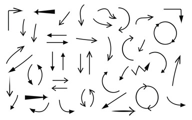 Collection of Hand Drawn Arrows and Sketch Doodles on White Background