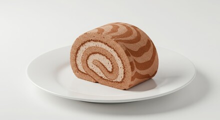 plate of mocha roll with swirls on a table in a cozy dining setting for elegant dining or dessert presentation