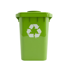 Green recycle bin isolated on transparent background