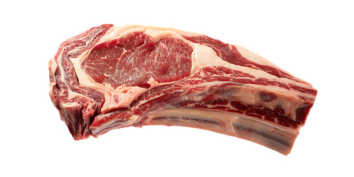 Raw beef entrecote bone isolated on transparent background