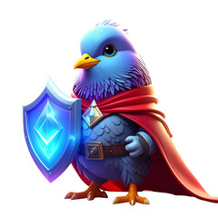 Cute bird superhero with shield