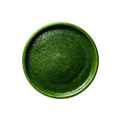 Aerial View of Frothy Matcha Latte in a Cup