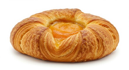 apricot Danish pastry isolated on white background for dessert or bakery presentation