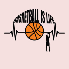 Fototapeta premium Basketball player heart beat graphic life
