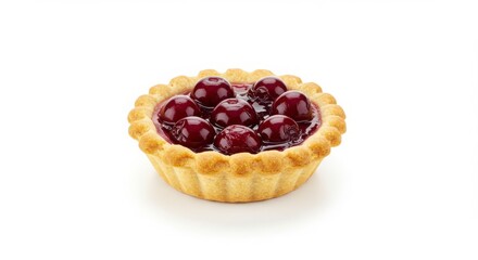 mini cherry pie on a clean white surface for a minimalist dessert or pastry presentations