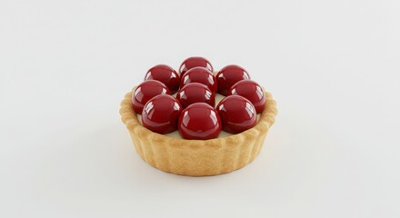 mini cherry pie on a clean white surface for a minimalist dessert or pastry presentations