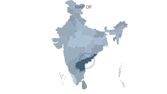 Andhra Pradesh map video 13, Highlighted on India Map Video, with Borders, Geography & Education&rdquo; India map video, Indian territory video.