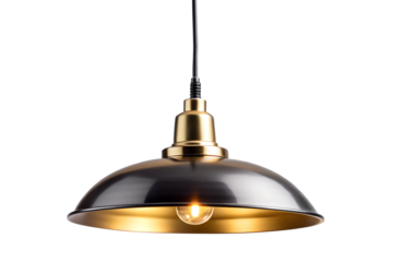Vintage industrial pendant light fixture isolated on white background