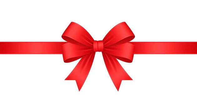 Red ribbon bow on white background (1)