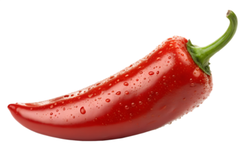 Single red chili pepper isolated on white background