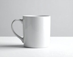 Obraz premium White mug on a white surface