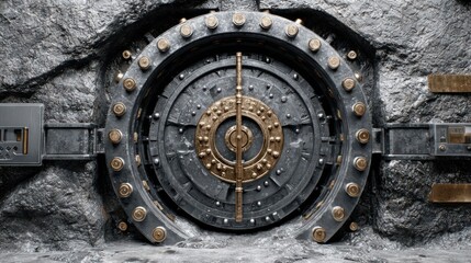 Fototapeta premium A conceptual image of a strong, secure vault door, representing financial security and auditing.