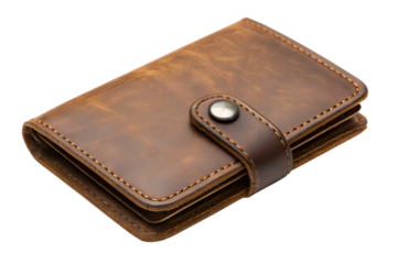 Brown leather card holder isolated on white background
