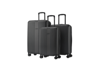 Black suitcase travel bag luggage isolated on transparent background