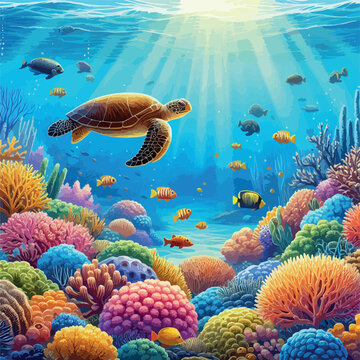 Oc&eacute;ano mar&iacute;timo animales acu&aacute;ticos tortugas