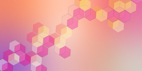 Abstract hexagonal molecular structures in technology background and science style. Abstract Background Molecule Structure for Banner, Poster. Technology Texture of Science Data. Vector illustration.