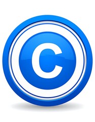 Fototapeta premium Blue circle button with a capital C