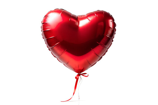 Shiny red heart balloon isolated on white background