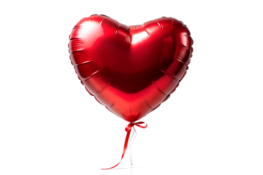 Shiny red heart balloon isolated on white background