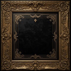 Obraz premium Ornate gold frame with intricate details, showcasing a dark background, creating a classic and elegant aesthetic.