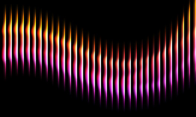 Dynamic abstract design with vibrant glowing lines in a gradient of pink, orange, and yellow on a dark background, ideal for modern visuals.