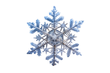 Intricate snowflake crystal isolated on white background