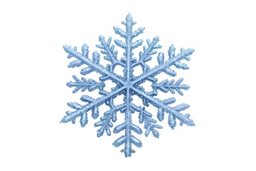 Intricate blue snowflake isolated on white background