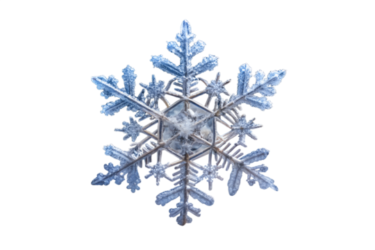 Intricate snowflake crystal isolated on white background