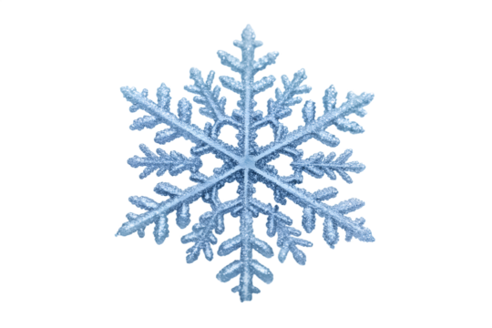 Intricate blue snowflake isolated on white background