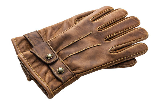 Rustic leather gloves isolated on white background