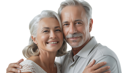Happy young couple together isolated on transparent background