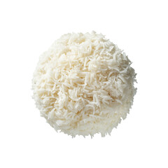 Cooked White Rice, Top View, Isolated on Black Background