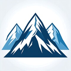 Three stylized blue mountains