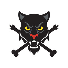 Panther Skull Crossbones Silhouette Logo Design