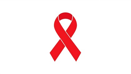 Simple Red and White Awareness Ribbon Icon