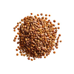 Brown Lentils A Pile of Nutritious Brown Lentils Isolated on Black Background