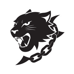 Panther Head Breaking Chain Silhouette Vector