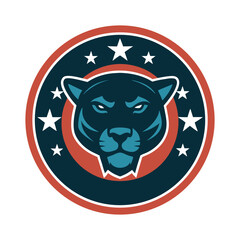 Panther Emblem With Stars Silhouette Design